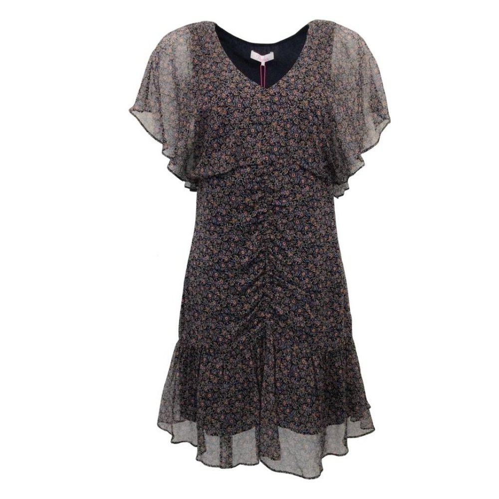 Parker Viceroy Floral Ruched Flutter Sleeve Dress
